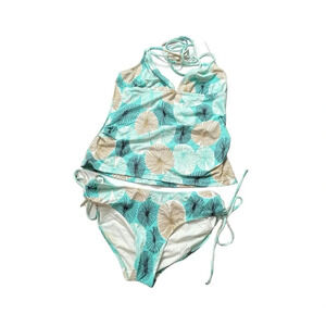 Diane Von Furstenberg Botanical Print Tankini Set in Blue/Brown Size M